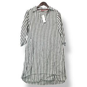 Soft Surroundings Womens Black Nautique 100% Linen‎ Stripe Shirt Dress S Coastal